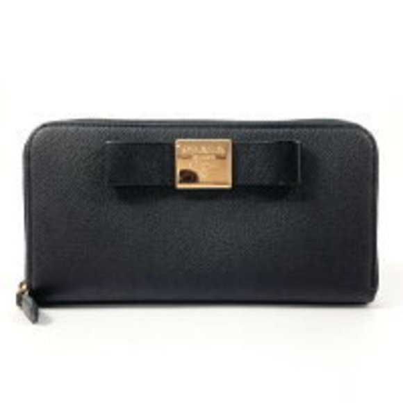 Prada Saffiano Leather Long Wallet Black Stamp - Picture 1 of 9